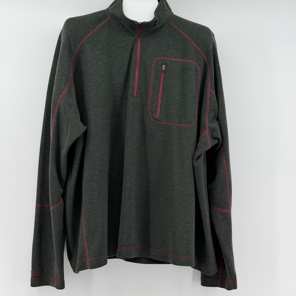 Orvis Trout Bum Pullover Mens XL Wool Blend 1/4 Zip Performance Sweater